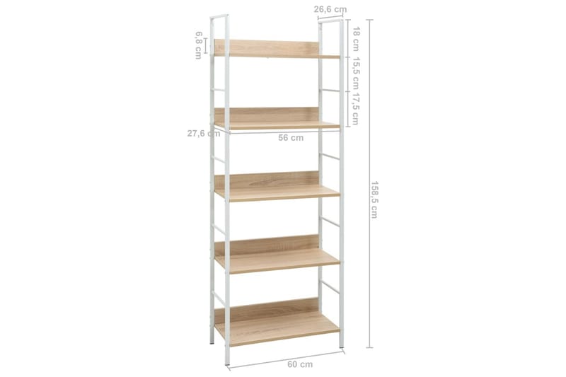 Bokhylla 5 hyllplan ek 60x27,6x158,5 cm spånskiva - Brun - Förvaring - Hyllor - Bokhylla