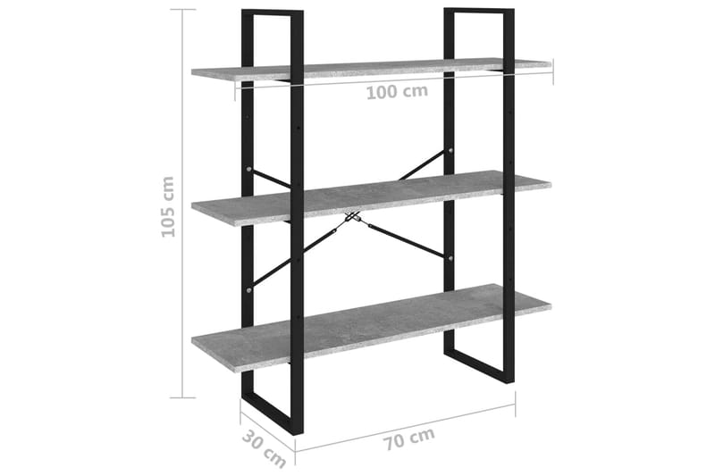 Bokhylla betonggrå 100x30x105 cm spånskiva - Betonggrå - Förvaring - Hyllor - Bokhylla