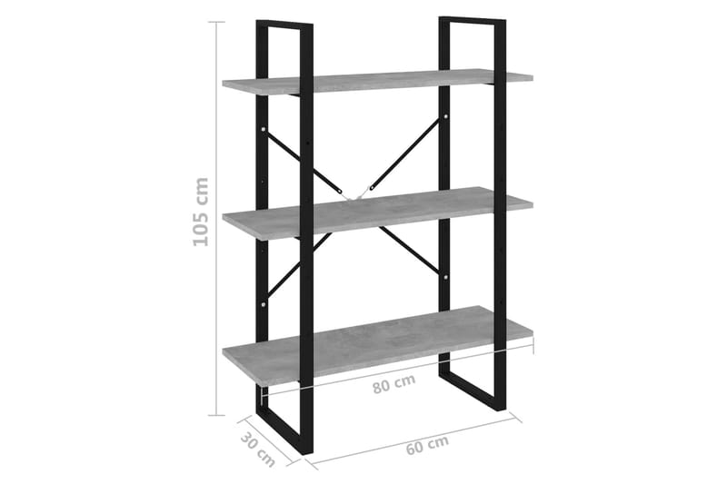 Bokhylla betonggrå 80x30x105 cm spånskiva - Grå - Förvaring - Hyllor - Bokhylla