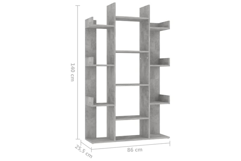 Bokhylla betonggrå 86x25,5x140 cm spånskiva - Grå - Förvaring - Hyllor - Bokhylla