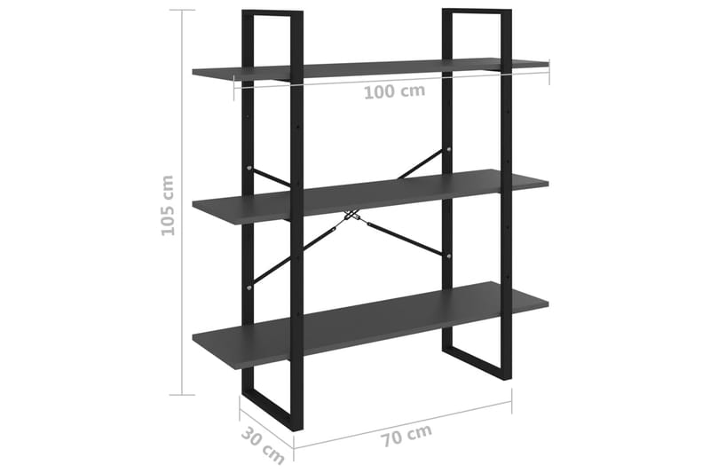 Bokhylla grå 100x30x105 cm spånskiva - Grå - Förvaring - Hyllor - Bokhylla