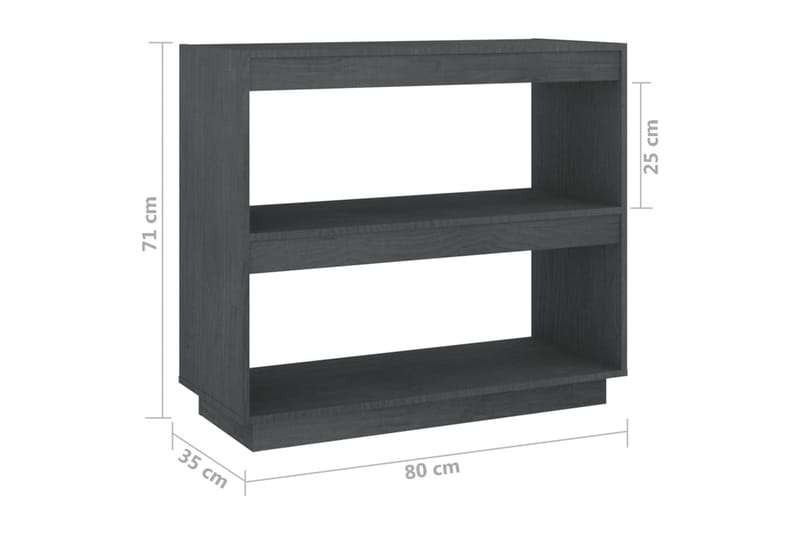 Bokhylla grå 80x35x71 cm massiv furu - Grå - Förvaring - Hyllor - Bokhylla