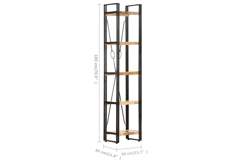 Bokhylla med 5 hyllor 40x30x180 cm massivt mangoträ - Brun - Förvaring - Hyllor - Bokhylla