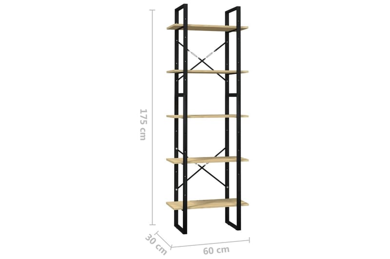 Bokhylla med 5 hyllplan 60x30x175 cm furu - Brun - Förvaring - Hyllor - Bokhylla