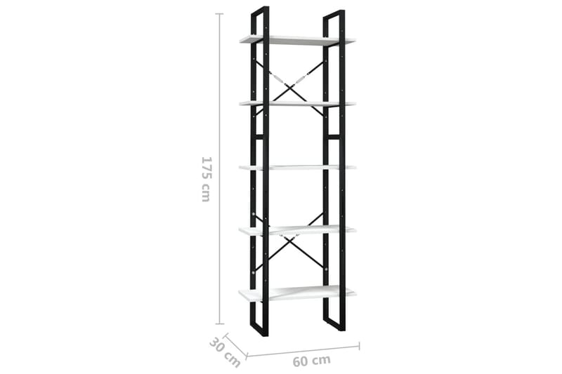 Bokhylla med 5 hyllplan vit 60x30x175 cm furu - Vit - Förvaring - Hyllor - Bokhylla