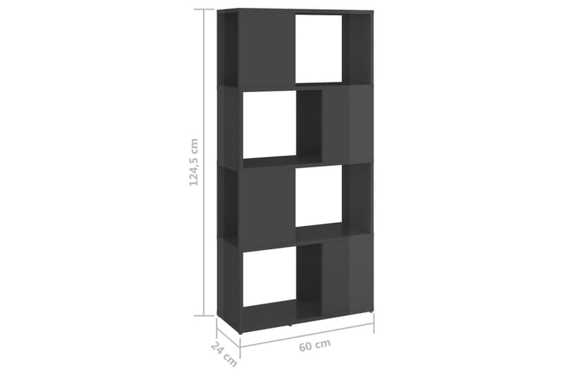 Bokhylla Rumsavdelare grå högglans 60x24x124,5 cm - Grå högglans - Förvaring - Hyllor - Bokhylla