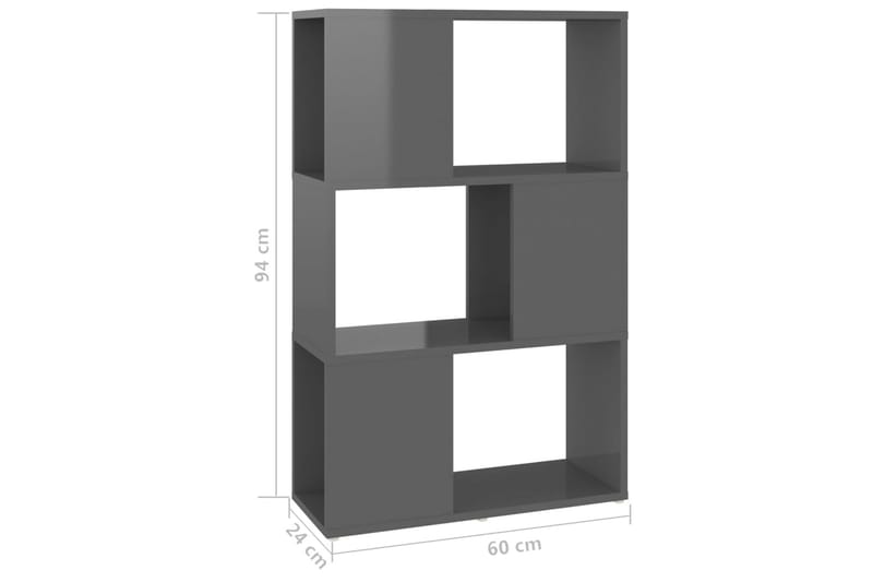 Bokhylla Rumsavdelare grå högglans 60x24x94 cm spånskiva - Grå högglans - Förvaring - Hyllor - Bokhylla