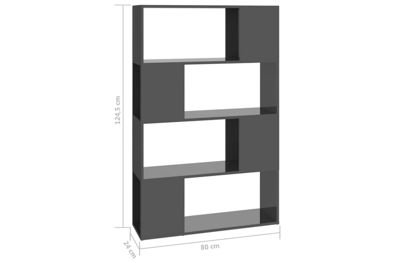 Bokhylla Rumsavdelare grå högglans 80x24x124,5 cm - Grå högglans - Förvaring - Hyllor - Bokhylla