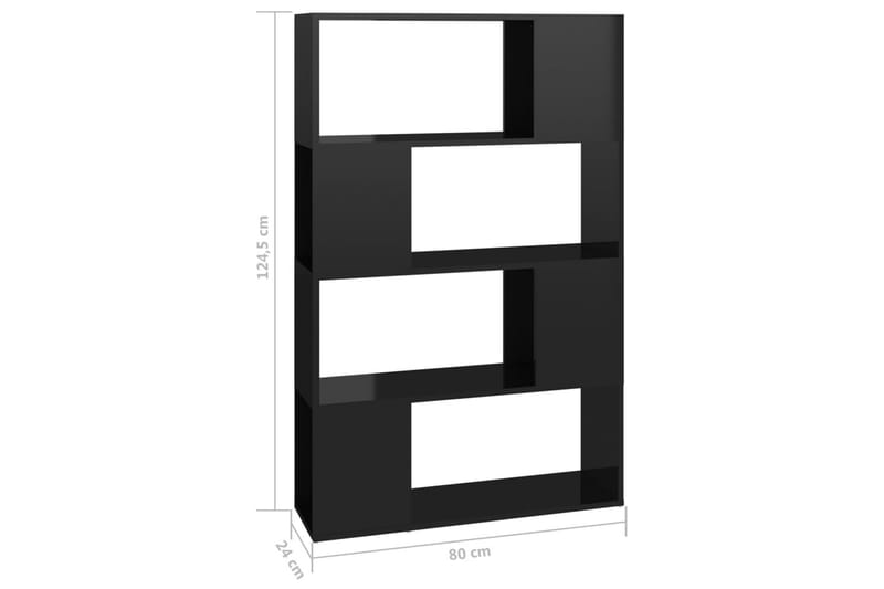 Bokhylla Rumsavdelare svart högglans 80x24x124,5 cm - Svart högglans - Förvaring - Hyllor - Bokhylla