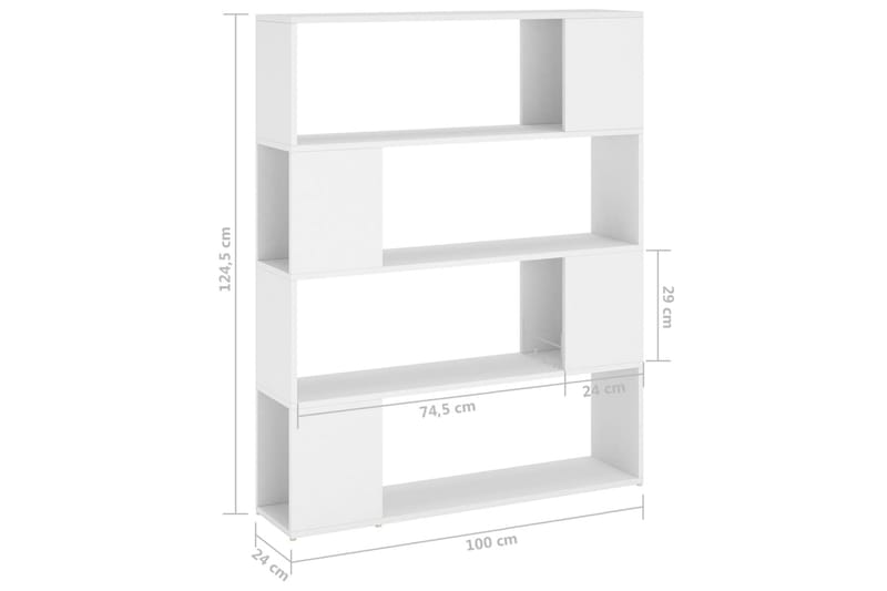 Bokhylla Rumsavdelare vit 100x24x124 cm - Vit - Förvaring - Hyllor - Bokhylla