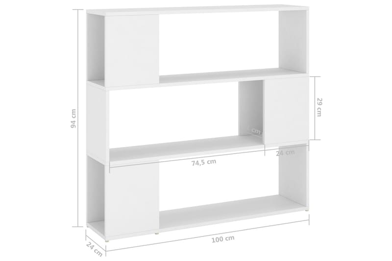 Bokhylla Rumsavdelare vit 100x24x94 cm - Vit - Förvaring - Hyllor - Bokhylla