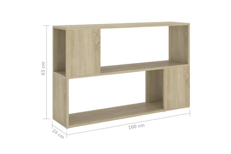 Bokhylla sonoma-ek 100x24x63 cm spånskiva - Brun - Förvaring - Hyllor - Bokhylla