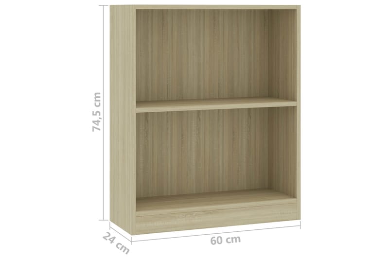 Bokhylla sonoma-ek 60x24x74,5 cm spånskiva - Brun - Förvaring - Hyllor - Bokhylla