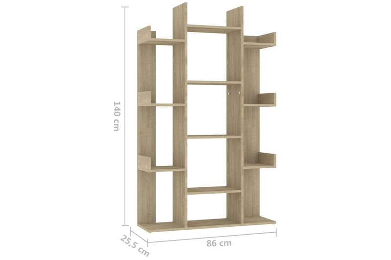 Bokhylla sonoma-ek 86x25,5x140 cm spånskiva - Brun - Förvaring - Hyllor - Bokhylla