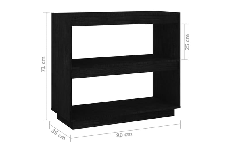 Bokhylla svart 80x35x71 cm massiv furu - Svart - Förvaring - Hyllor - Bokhylla