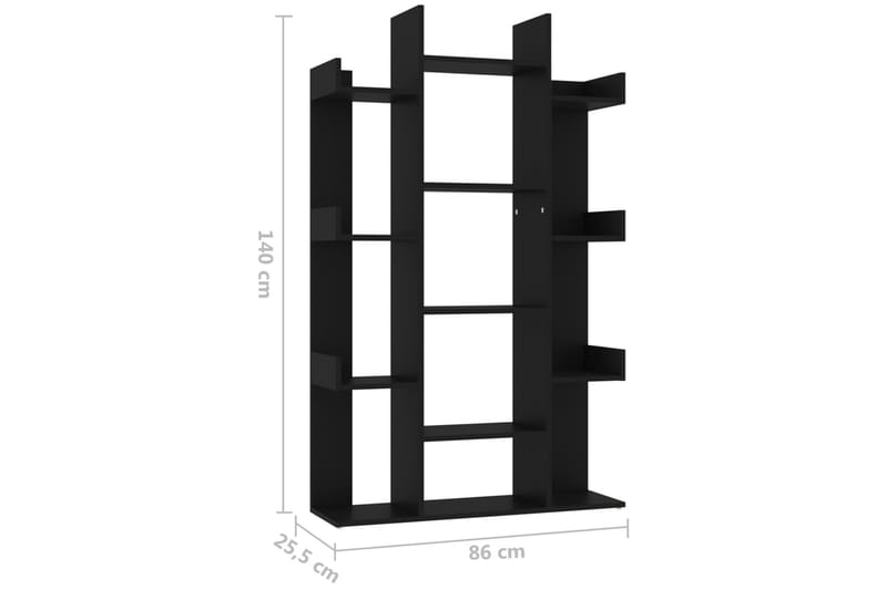 Bokhylla svart 86x25,5x140 cm spånskiva - Svart - Förvaring - Hyllor - Bokhylla