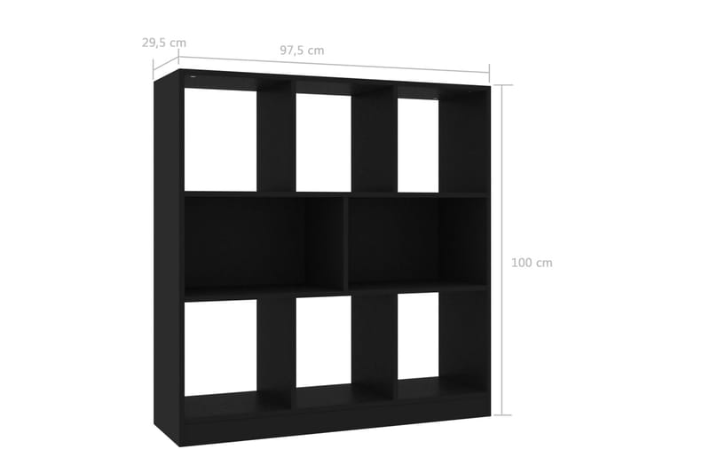 Bokhylla svart 97,5x29,5x100 cm spånskiva - Svart - Förvaring - Hyllor - Bokhylla