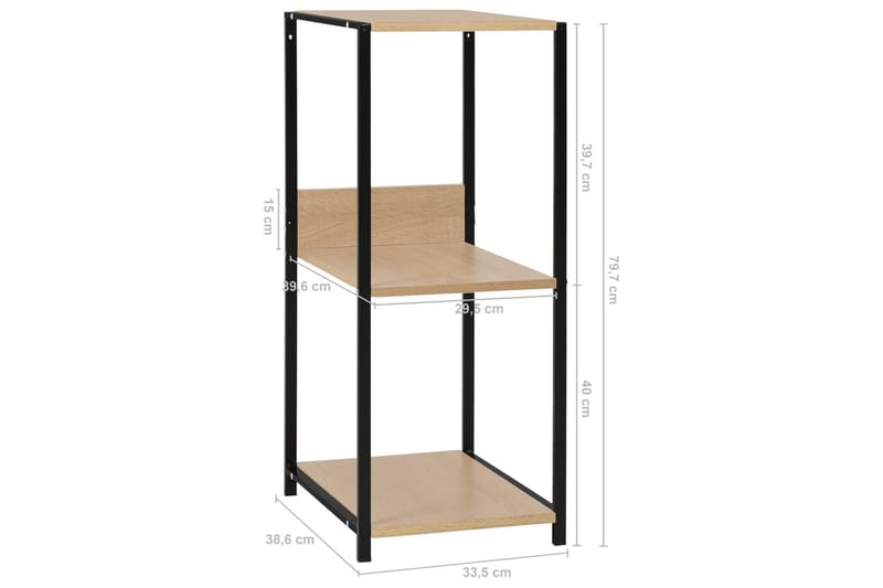 Bokhylla svart och ek 33,5x39,6x79,7 cm spånskiva - Svart - Förvaring - Hyllor - Bokhylla