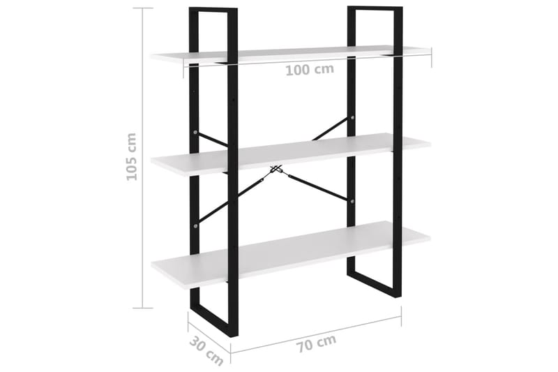 Bokhylla vit 100x30x105 cm spånskiva - Vit - Förvaring - Hyllor - Bokhylla