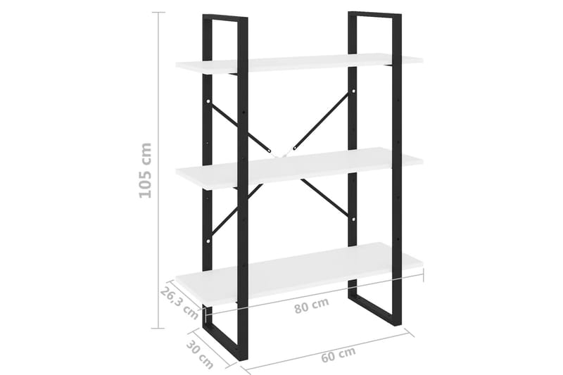 Bokhylla vit 80x30x105 cm spånskiva - Svart - Förvaring - Hyllor - Bokhylla