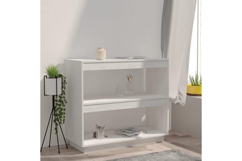 Bokhylla vit 80x35x71 cm massiv furu - Vit - Förvaring - Hyllor - Bokhylla