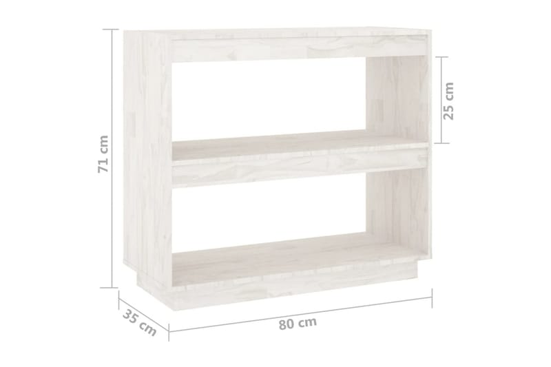 Bokhylla vit 80x35x71 cm massiv furu - Vit - Förvaring - Hyllor - Bokhylla