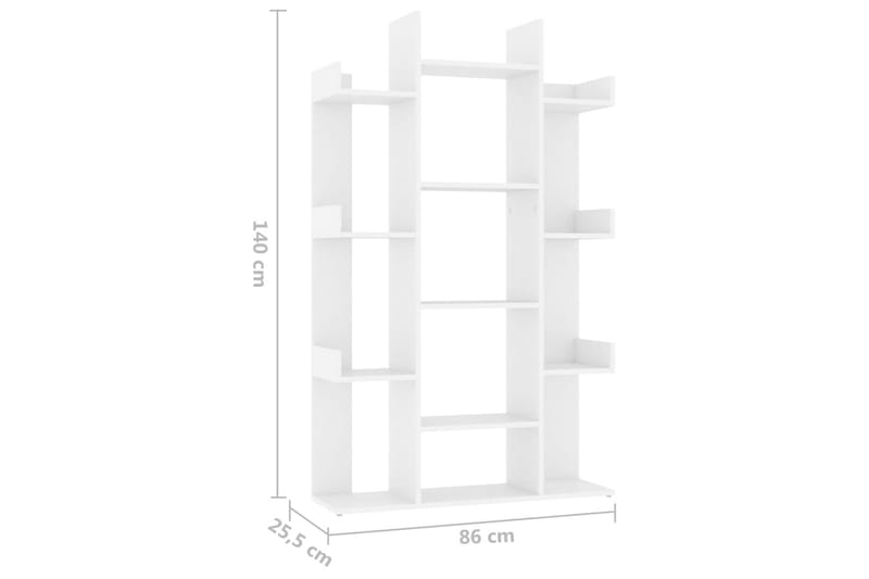 Bokhylla vit 86x25,5x140 cm spånskiva - Vit - Förvaring - Hyllor - Bokhylla