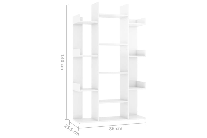 Bokhylla vit högglans 86x25,5x140 cm spånskiva - Vit - Förvaring - Hyllor - Bokhylla