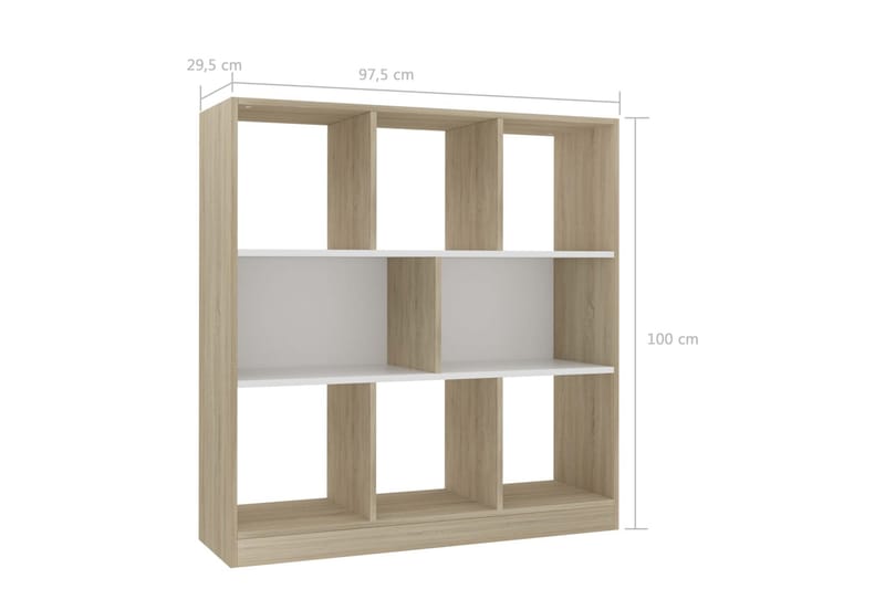 Bokhylla vit och sonoma-ek 97,5x29,5x100 cm spånskiva - Flerfärgad - Förvaring - Hyllor - Bokhylla