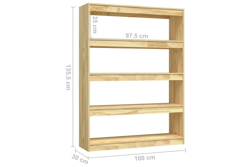 Bokhylla/Rumsavdelare 100x30x135,5 cm furu - Brun - Förvaring - Hyllor - Bokhylla