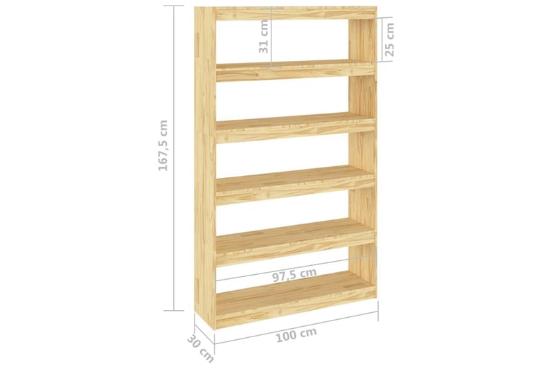 Bokhylla/Rumsavdelare 100x30x167,5 cm furu - Brun - Förvaring - Hyllor - Bokhylla