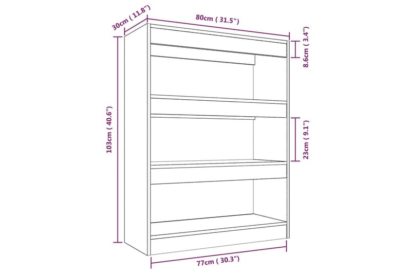 Bokhylla/Rumsavdelare betonggrå 80x30x103 cm konstruerat trä - Grå - Förvaring - Hyllor - Bokhylla