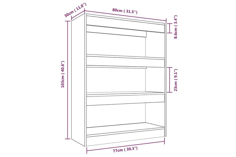 Bokhylla/Rumsavdelare brun 80x30x103 cm konstruerat trä - Brun - Förvaring - Hyllor - Bokhylla