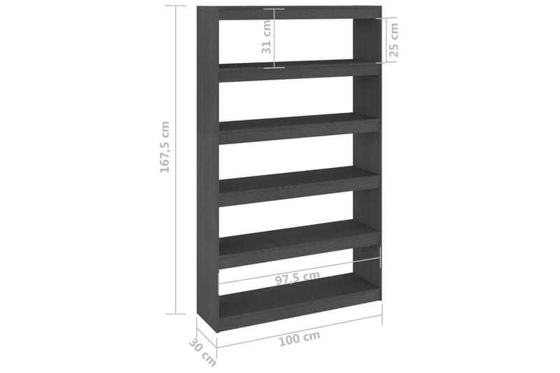 Bokhylla/Rumsavdelare grå 100x30x167,5 cm furu - Grå - Förvaring - Hyllor - Bokhylla