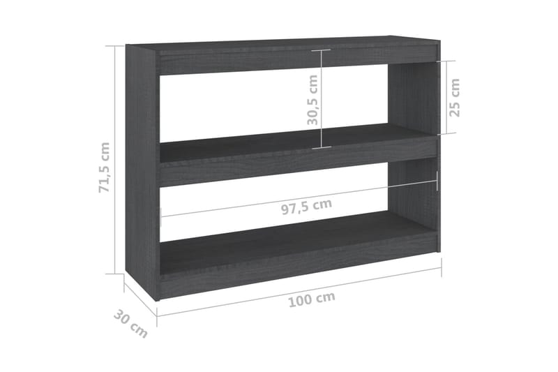 Bokhylla/Rumsavdelare grå 100x30x71,5 cm furu - Grå - Förvaring - Hyllor - Bokhylla