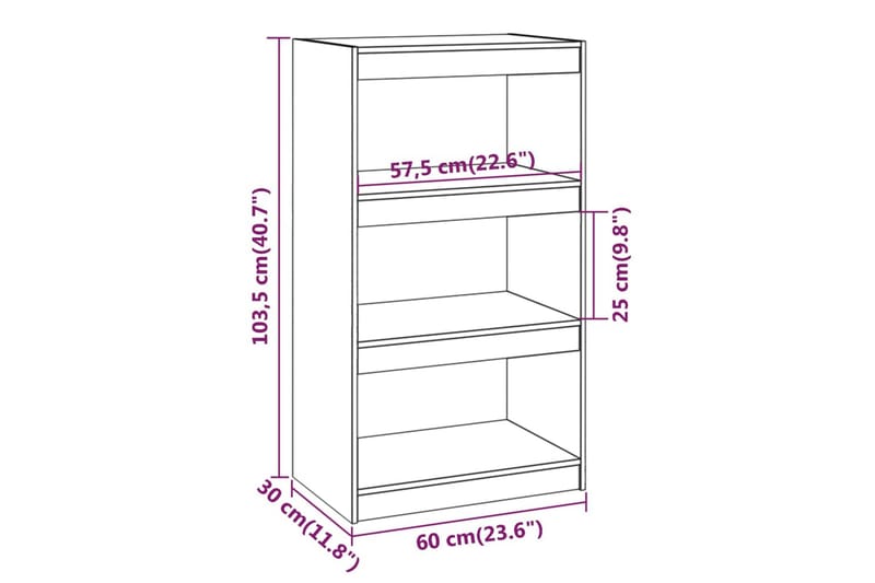 Bokhylla/rumsavdelare grå 60x30x103,5 cm massiv furu - Grå - Förvaring - Hyllor - Bokhylla