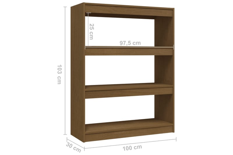 Bokhylla/Rumsavdelare honungsbrun 100x30x103 cm furu - Honung - Förvaring - Hyllor - Bokhylla