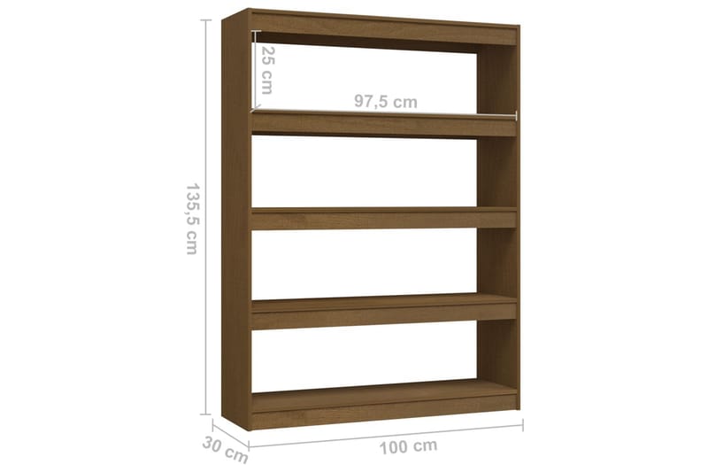 Bokhylla/Rumsavdelare honungsbrun 100x30x135,5 cm furu - Honung - Förvaring - Hyllor - Bokhylla