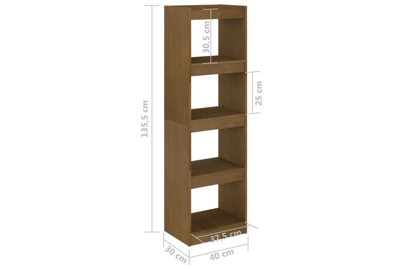 Bokhylla/Rumsavdelare honungsbrun 40x30x135,5 cm furu - Honung - Förvaring - Hyllor - Bokhylla