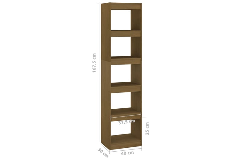 Bokhylla/rumsavdelare honungsbrun 40x30x167,5 cm massiv furu - Honung - Förvaring - Hyllor - Bokhylla