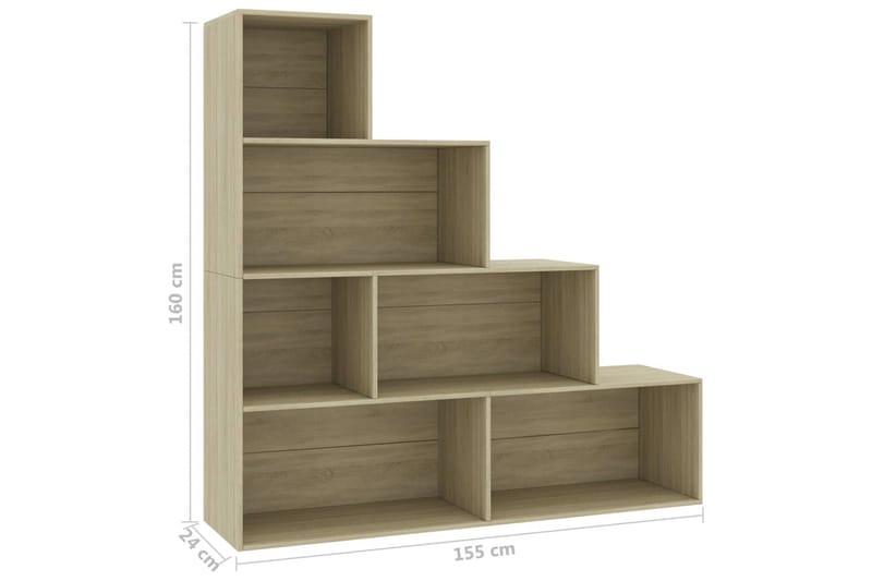 Bokhylla/Rumsavdelare sonoma-ek 155x24x160 cm spånskiva - Brun - Förvaring - Hyllor - Bokhylla