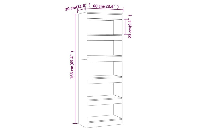 Bokhylla/Rumsavdelare sonoma-ek 60x30x166 cm spånskiva - Brun - Förvaring - Hyllor - Bokhylla