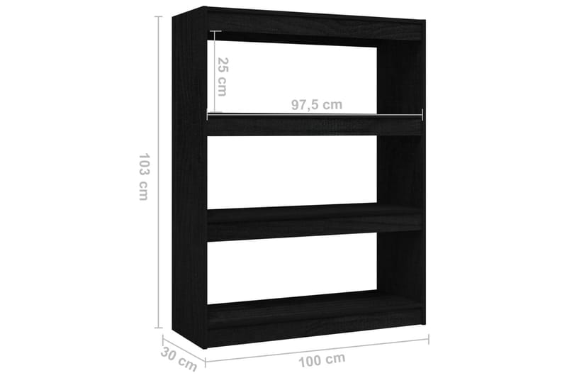 Bokhylla/Rumsavdelare svart 100x30x103 cm furu - Svart - Förvaring - Hyllor - Bokhylla