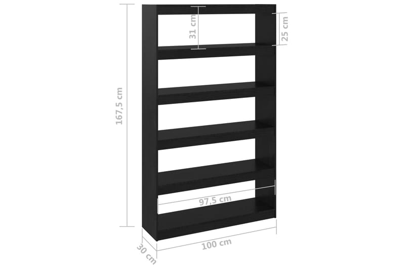 Bokhylla/Rumsavdelare svart 100x30x167,5 cm furu - Svart - Förvaring - Hyllor - Bokhylla