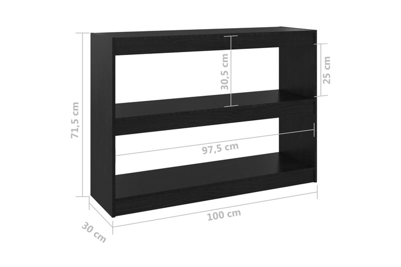 Bokhylla/Rumsavdelare svart 100x30x71,5 cm furu - Svart - Förvaring - Hyllor - Bokhylla