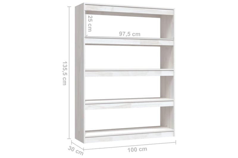 Bokhylla/Rumsavdelare vit 100x30x135,5 cm furu - Vit - Förvaring - Hyllor - Bokhylla