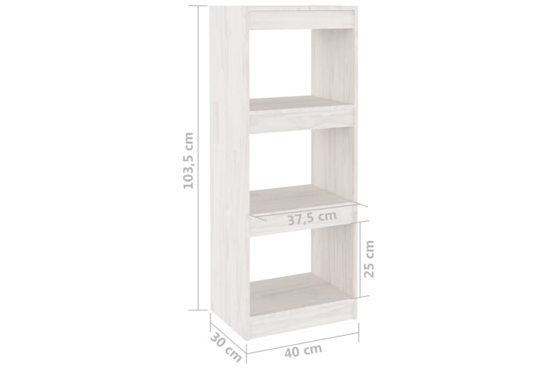 Bokhylla/Rumsavdelare vit 40x30x103,5 cm furu - Vit - Förvaring - Hyllor - Bokhylla