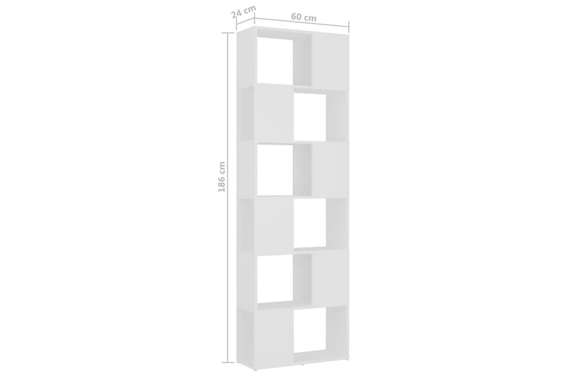 Bokhylla/Rumsavdelare vit 60x24x186 cm - Vit - Förvaring - Hyllor - Bokhylla