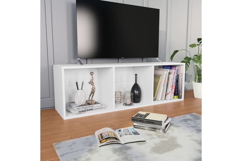 Bokhylla/TV-bänk vit 36x30x114 cm spånskiva - Vit - Förvaring - Hyllor - Bokhylla