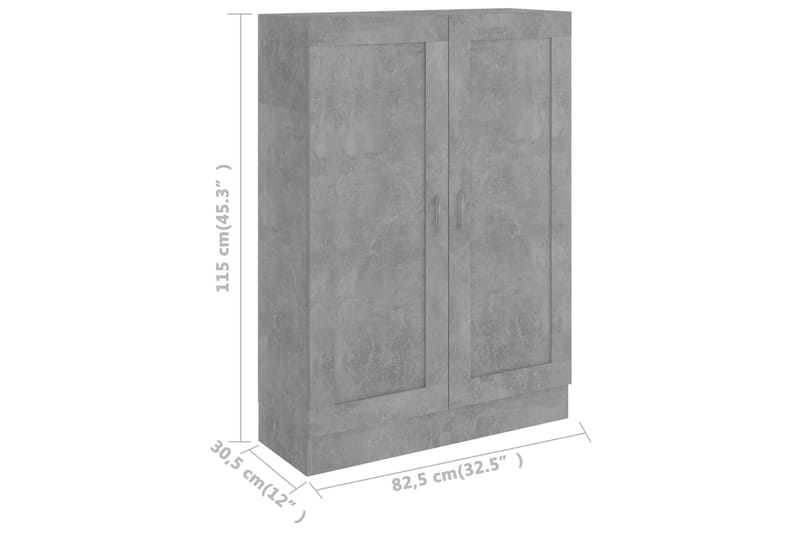 Bokskåp betonggrå 82,5x30,5x115 cm spånskiva - Grå - Förvaring - Hyllor - Bokhylla